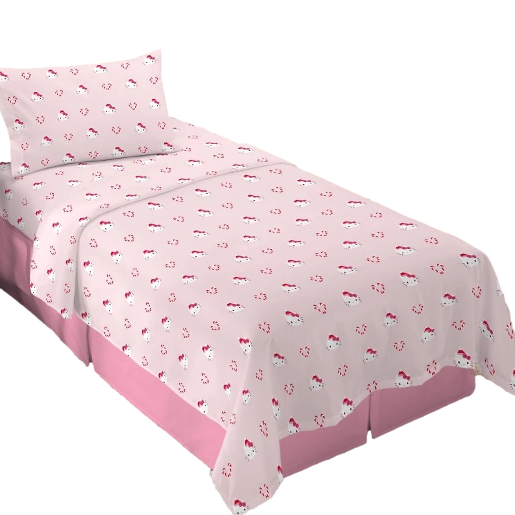 Hello Kitty Kids Twin Microfiber Sheet Set, Christmas Bed Sheets