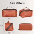 thumbnail image 3 of Hand Rubbed Genuine Leather Makeup Bag Vintage Brown Cowhide Cosmetic Case with Handle Handmade Travel Organizer for Women, 3 of 4