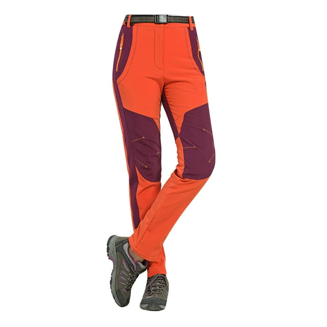 KIHOUT Pantalon d'Extérieur pour Femmes Imperméable Isolé en Polaire Extensible Séchage Rapide avec Poches