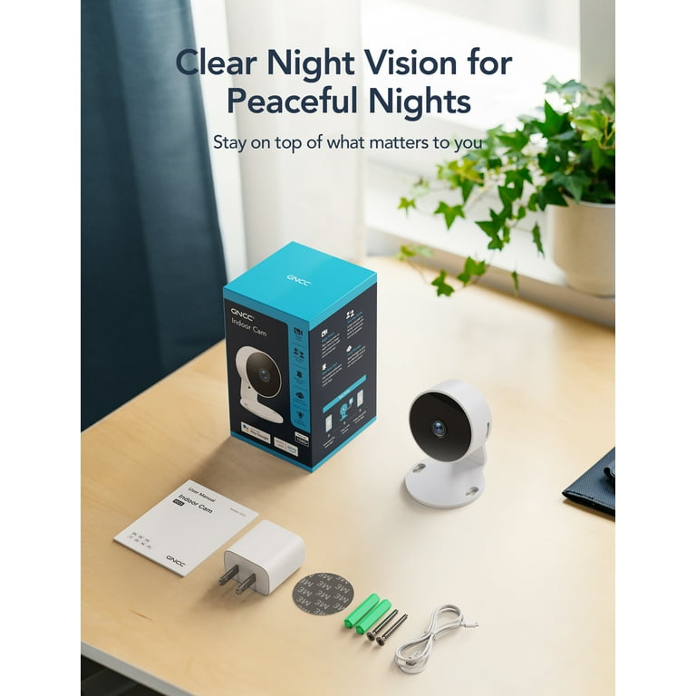 Indoor Security Cam, 1080P, Night Vision, AI Detection, 2-Way