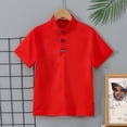 thumbnail image 5 of KHONTS Boys Short Sleeve Henley Collar T Shirt Kids Button up T-Shirts Casual Summer Solid Tees,Size 5-14 Years Red 130, 5 of 6