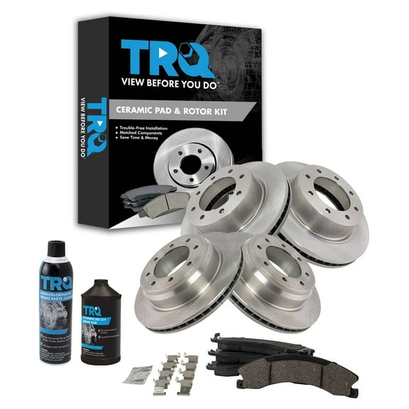 TRQ Front & Rear Premium Posi Ceramic Disc Brake Pad & Rotor Kit w/Chemicals BKA16555