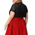 thumbnail image 3 of DARING DIVA Plus Size Lace Shrugs Sheer Short Sleeve Bolero Tops 1X Black, 3 of 5