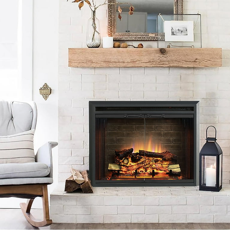 PuraFlame Klaus Electric Fireplace Insert with Fire Crackling Sound, Glass  Door and Mesh Screen, 750/1500W, Black, 29 15/16 Inches Wide, 23 3/16  Inches High - Walmart.com