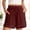 Wine, variant on Womens Summer Cotton Linen Shorts High Waist Elastic Drawstring Casual Hollowed Out Lace Beach Shorts