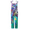 thumbnail image 4 of ICHUANYI Clearance Women's Casual Sleeveless Strap Floral Printed Spaghetti High Waist Wide Leg Jumpsuit Rompers(Blue, XL) ICHUANYI WER2023080917017, 4 of 4