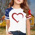 thumbnail image 2 of XXWXYD Girls Crewneck Patriotic Tee, Preppy Independence Day Comfort Fit Top, Quick-Dry Casual T-Shirt for Kids Holiday Wear, 2 of 4