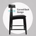 thumbnail image 6 of Set of 2 Solid Wood Farmhouse 25" Counter Stools with PU Cushion Leather Seat, Modern Accent Dining Elbow Chair Barstools, Black, 6 of 12