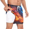 thumbnail image 2 of joogoo Men's Fire Dragon Swim Trunks with Liner Pocket Beach Shorts X-Large, 2 of 9