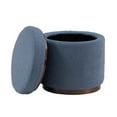 thumbnail image 4 of Linon Primrose Storage Ottoman Stool, Walnut Finish with Dark Blue Sherpa Fabric, 4 of 5