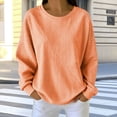 thumbnail image 4 of Vintage Hoodies Women Long Sleeve Women's Striped Crewneck Sweatshirt Oversized Long Sleeve Pullover Hoodless Tops Loose Casual Loungewear Orange L, 4 of 8