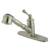 Vintage Single Handle Centerset Kitchen Faucet with Buckingham Lever Handles and Pull Out Spray