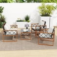 thumbnail image 4 of Costway 5 PCS PE Wicker Patio Furniture Set with Acacia Wood Frame Cushions for Deck Garden Mix Brown + Off-White, 4 of 11