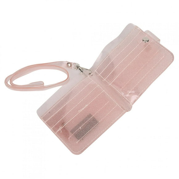 Reinforced Hardware Design Lady Purse Card Case 2 Folds Travel For Home Orange