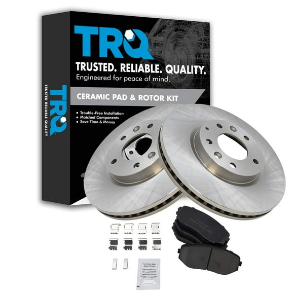 TRQ Front Brake Pad & Rotor Kit Brake Pads Brake Rotor Ceramic Fits Select 2007-2012 Mazda CX-7