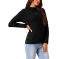 thumbnail image 4 of Suéter casual de manga larga con cuello redondo para mujer, ajuste slim, color negro, talla XL, 4 of 5