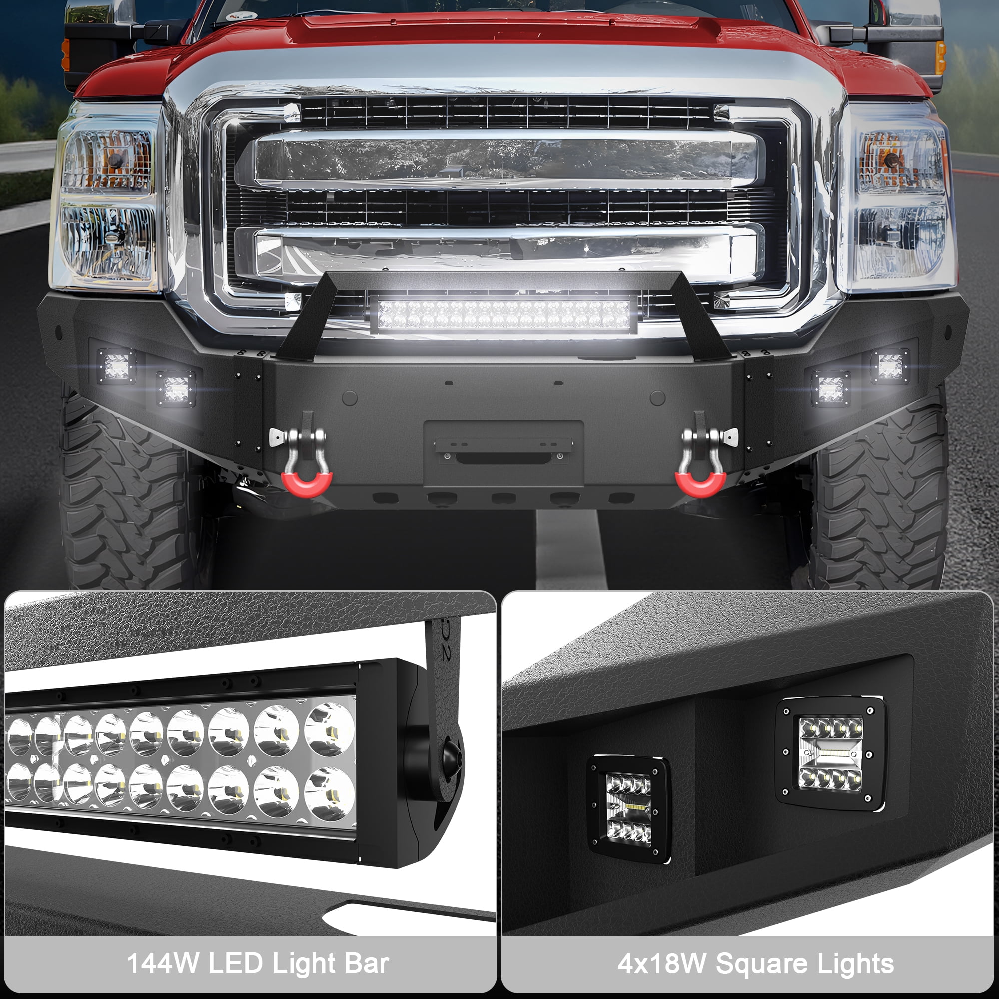 POFENZE Front Bumper Full Width for 2011-2016 Ford F250/F350/F450 Pickup