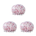 thumbnail image 4 of Qarigey Sombrero de baño para mujer, suministros para baño, gorros para el pelo para ducha, cubierta para cabeza de niña gruesa a prueba de aceite, Flor pequeña roja 3piezas Qarigey CBP383498, 4 of 6