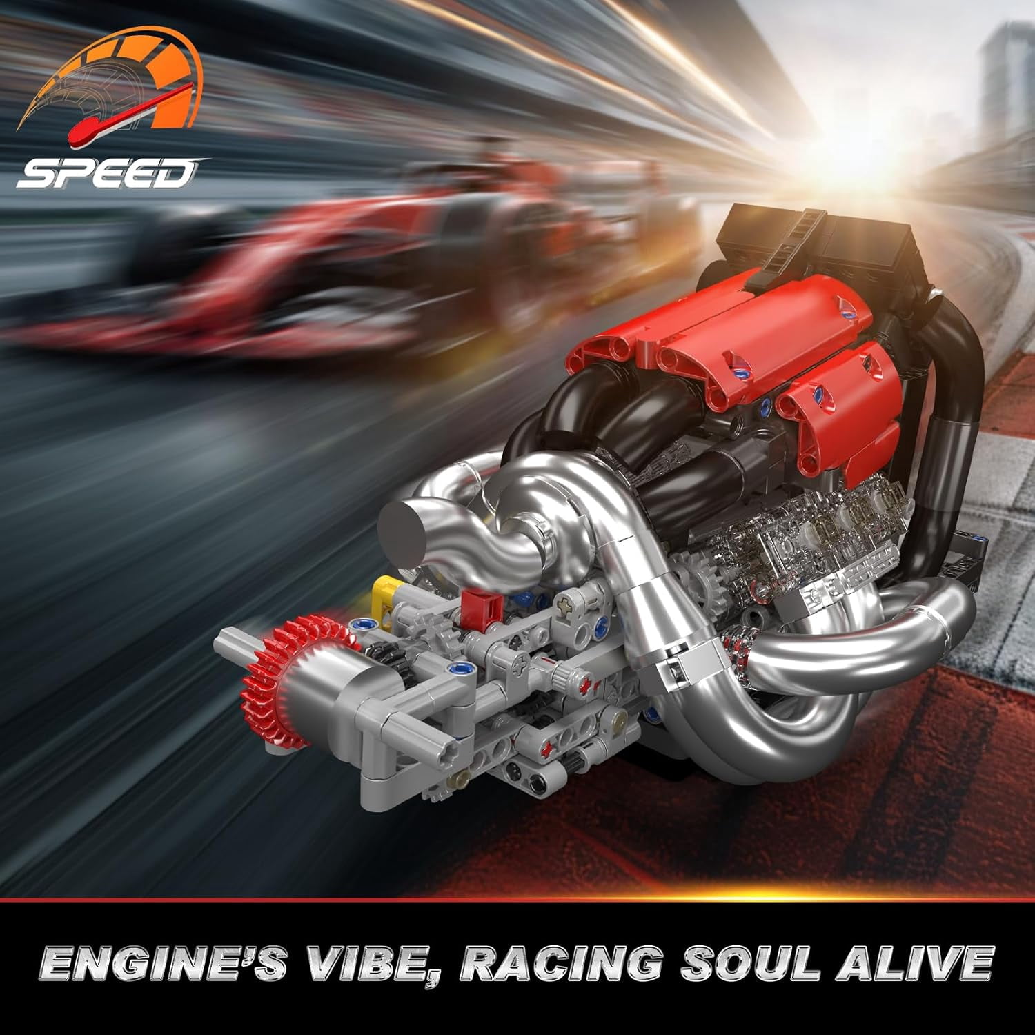 Racing Car Engine Building Kit, Build Your Own Engine Model Kit That Run, STEM Engineering & Physical Science Experiment Set with Battery & Motor