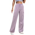 thumbnail image 1 of Pantalones termicos Gibobby mujer deportivos de secado rápido cintura alta pierna ancha informal otoño 2023 Morado S, 1 of 5