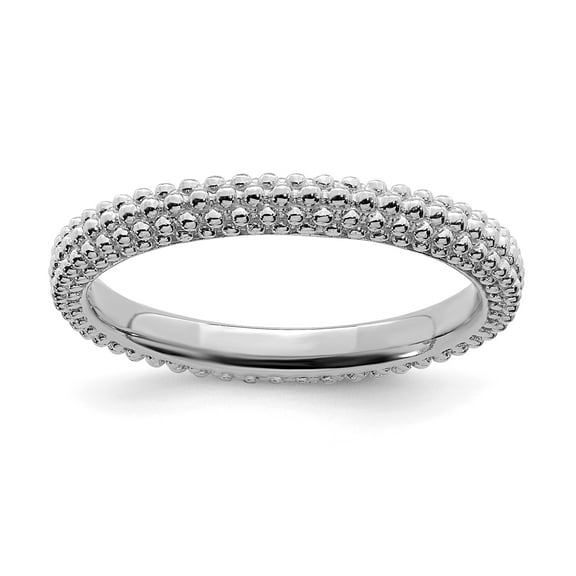 Sterling Silver Stackable Expressions Rhodium-plated Domed Ring - Size 10