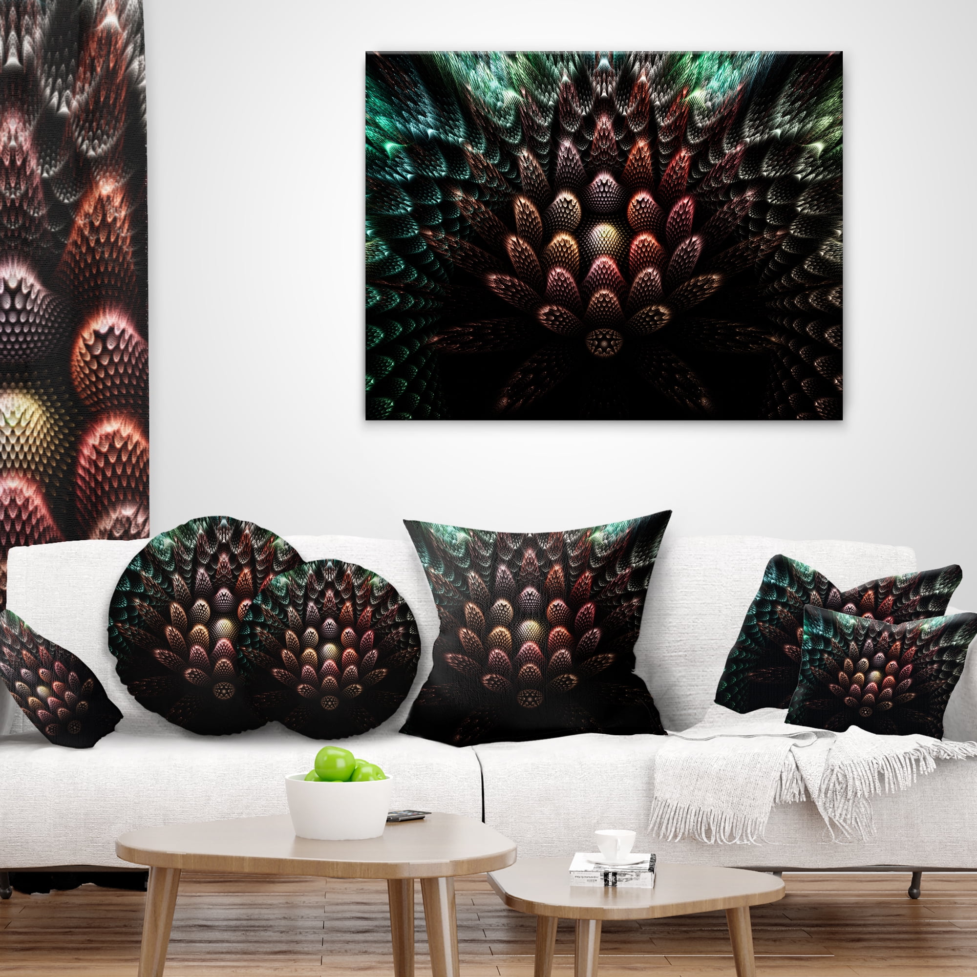 Designart Fractal 3D Flower Fantasy - Contemporary Throw Pillow - 16x16