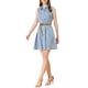 thumbnail image 2 of Vestido sin mangas de media abertura con estampado floral para mujer Inspire Chic, largo hasta la rodilla, con cinturón, en azul y amarillo, 2 of 7