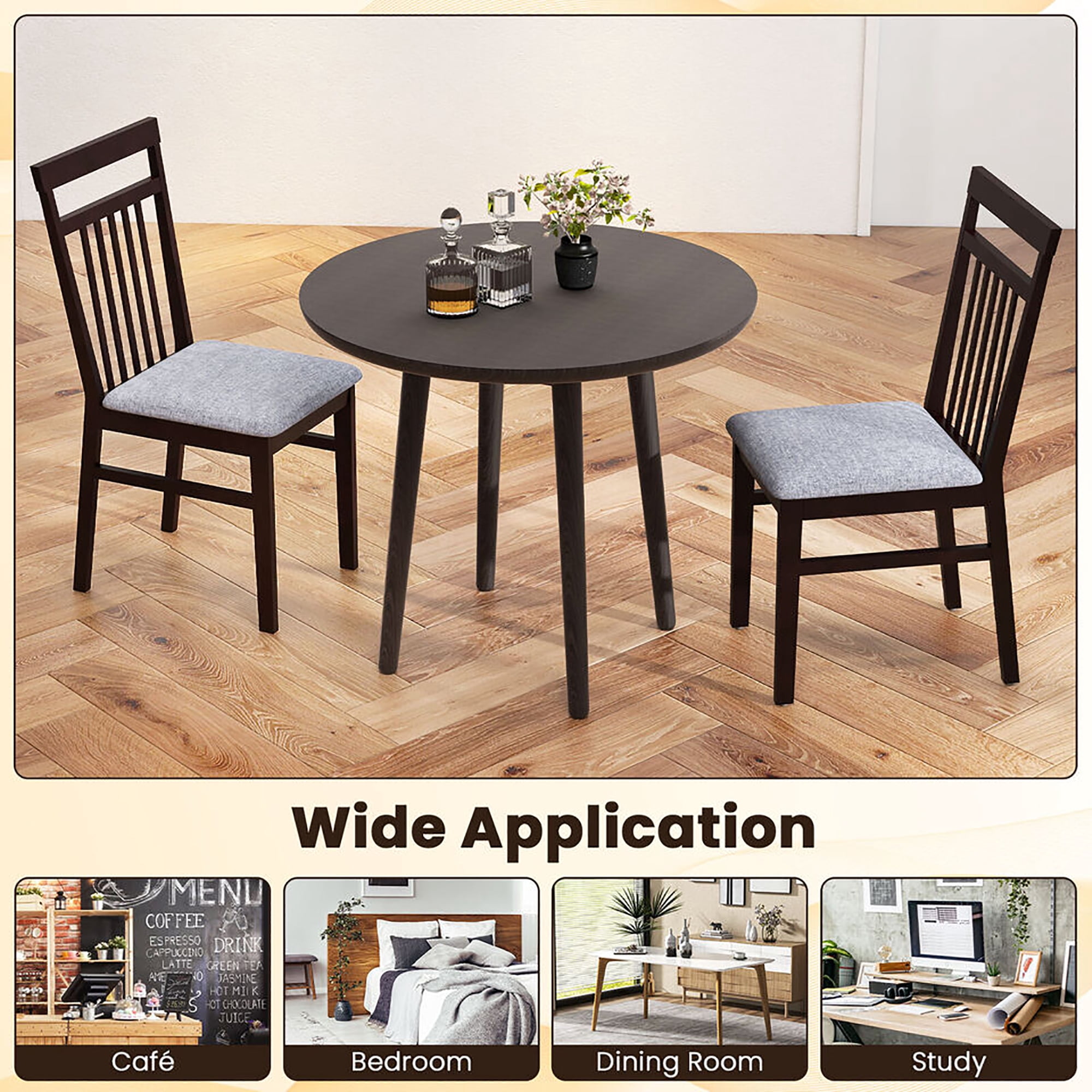Gymax Upholstered Dining Chair Set of 2 Kitchen Armless Padded w/ Slanted Backrest