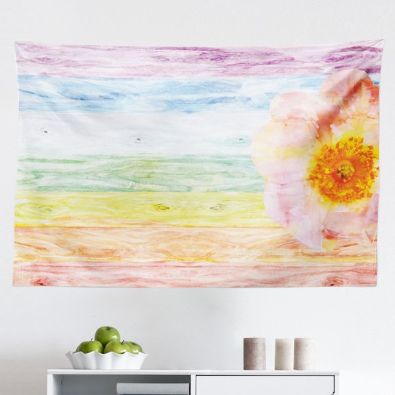 Rustic Tapestry, Watercolor Bouquet of Wild Flowers Daisy Floral Beauty in Springtime Theme Image, Fabric Wall Hanging Decor for Bedroom Living Room Dorm, 2 Sizes, Multicolor, by Ambesonne