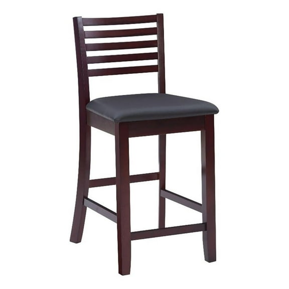Riverbay Furniture 25" Wood & Faux Leather Counter Stool in Dark Merlot/Black