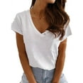 thumbnail image 3 of V-Neck Casual T-Shirt With Pocket For Women, 3 of 5