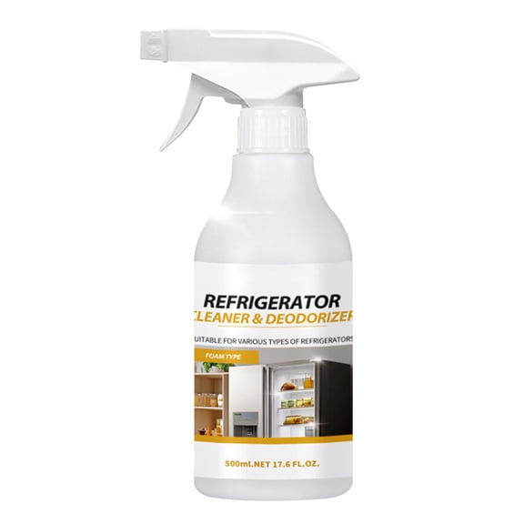 Refrigerator Cleaner 16.91 fl oz, Lemon Scent Deodorizer Cleaning Spray Fridge Odor Eliminator & Stain Remover