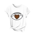 thumbnail image 6 of Womens Tops Rugby Printed Short Sleeved Round Neck Casual T-shirt White XL, 6 of 7