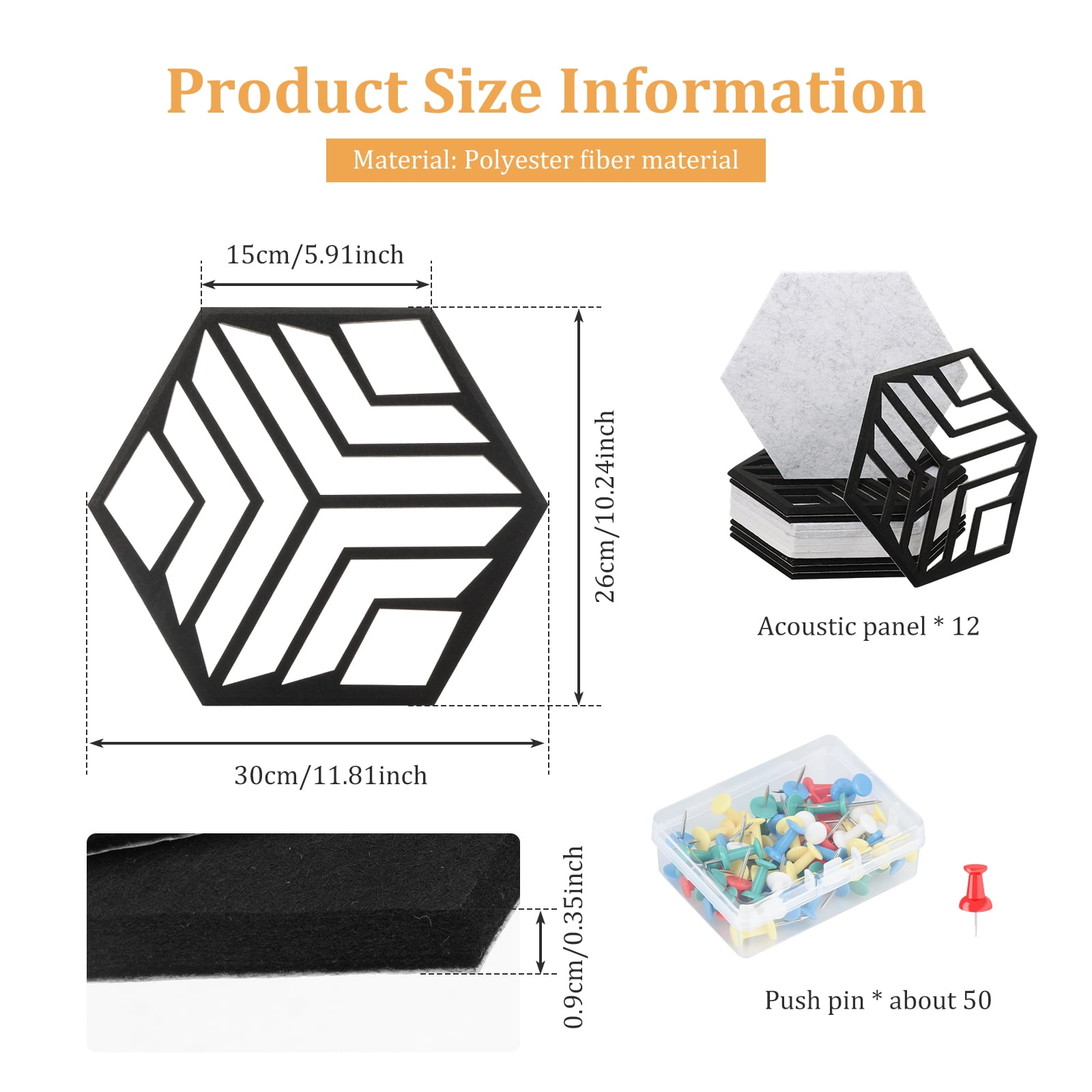 12 Pack Self-Adhesive Acoustic Panels 12" X 10" X 0.4" Flame Resistant, Absorb Noise and Eliminate Echoes for Office,Classrooms & Home Pin Board Felt Board