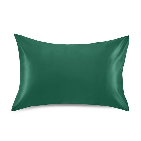 Haosy Satin Pillowcase for Hair and Skin Standard Cooling Silk Pillow Case with Envelope Closure Dark Green 20"x26"