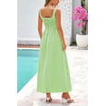 thumbnail image 3 of PRETTYGARDEN Women's Summer Spaghetti Strap Maxi Dresses Plaid Square Neck A Line Casual Beach Vacation Long Sundress, 3 of 8