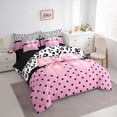 thumbnail image 3 of Castle Fairy Pink Bow Twin Bedding Sets,Black Polka Dots Bedding Comforter Set, 3 of 8
