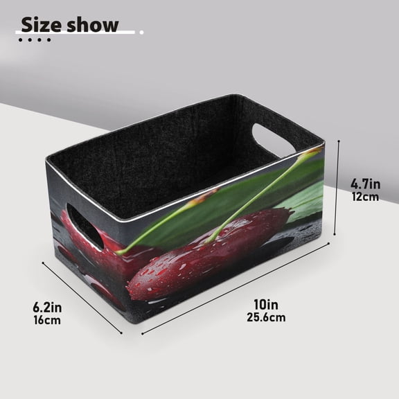BZSMCE Shelf Baskets Two Cherries with Leaves Pattern Storage Cube Bins 10.1*6.3*4.7in Set of 2