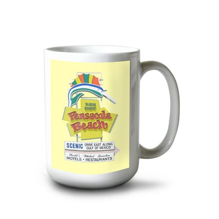 

15 fl oz Ceramic Mug Pensacola Beach Florida Sign Contour Dishwasher & Microwave Safe