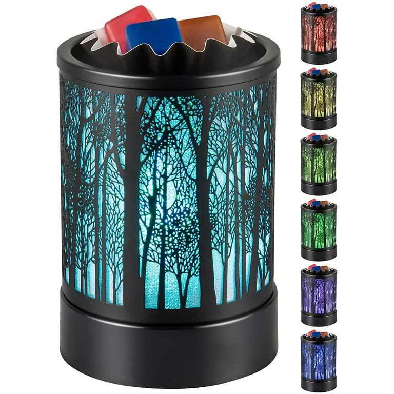 Metal Wax Warmer Electric, Wax Melt Warmer Candle Burner and Wax Melter  with 7 Colorful Changing Lights for Office Home Decor 
