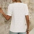 thumbnail image 4 of Weiqiqre Vacation Outfits for Women Plus Size Tops Eyelet Embroidery Puff Sleeve Tee Crew Neck Shirts Casual Soft Blouse Loose Fit Tees, 4 of 5