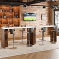 thumbnail image 4 of Modern 55" Rectangular Counter Height Dining Table – Faux Marble Top with T-Shaped Legs – Seats 4-6 – Cement Gray & Walnut for Kitchen, Dining, Living Room, Balcony, or Restaurant, 4 of 8