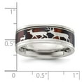 thumbnail image 2 of Stainless Steel Polished With Wood Inlay Deer Design 8mm Band Size 10.5 Ring for Women and Men, 2 of 2