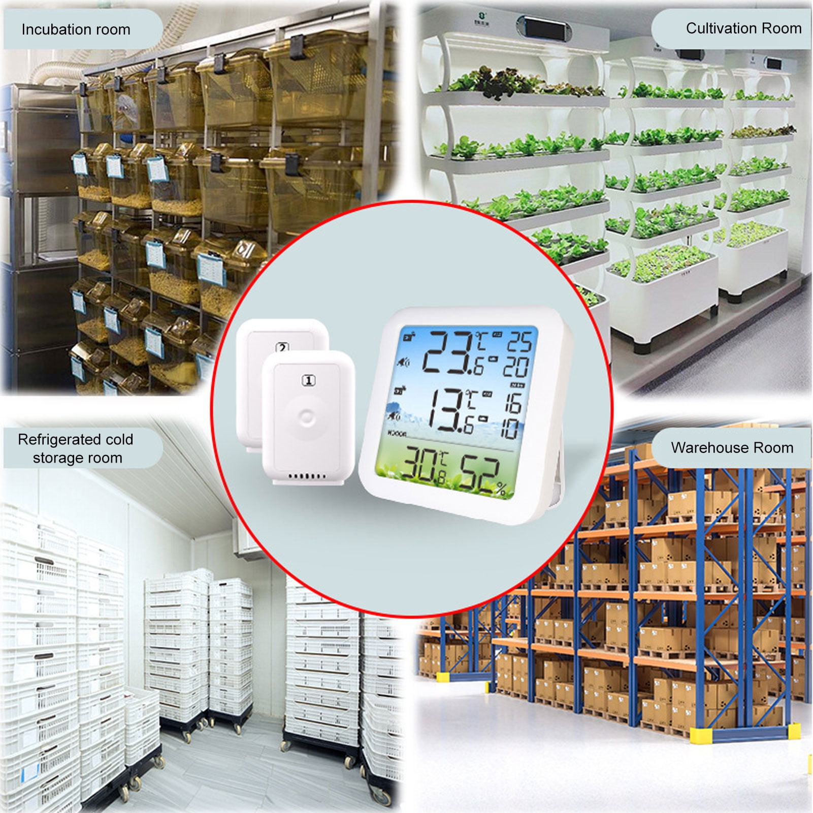 LAZIOEGR Wireless Digital Refrigerator and Freezer Thermometer with 2 Transmitters and Alarm 328ft Range LCD Display