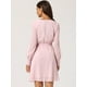 thumbnail image 3 of Vestido de mujer de gasa Allegra K con cintura fruncida y manga larga con estrellas brillantes Rosa S, 3 of 6
