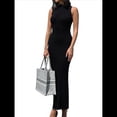 thumbnail image 3 of Vestido Informal de Punto Acanalado para Mujer, Sin Mangas, Ajustado, Elegante, para Salir A la Playa o Vacaciones. Negro S, 3 of 10