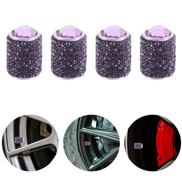 ADDHAT 4Ud Tapas Para Válvulas De Neumático Color Violeta Con Detalles Y Proteccion Durable
