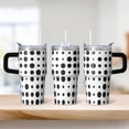 thumbnail image 2 of 20oz Stainless Steel Insulated Cup with Handle, Geometric Design Double Wall Travel Tumbler Leak-Proof Straw Lid, 2 of 5