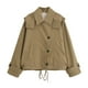 thumbnail image 1 of Chaqueta cortavientos caqui con capucha para mujer, abrigo holgado de gran tamaño, abrigo grueso de una sola botonadura, ropa de calle, Otoño e Invierno, 1 of 5