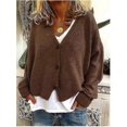 thumbnail image 2 of Pull Femme Tricoté Décontracté Col en V Cardigan Couleur Unie, 2 of 4